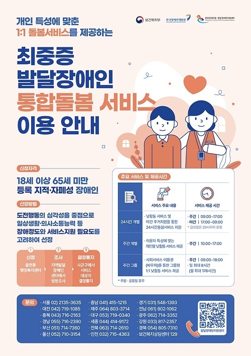 최중증 발달장애인 통합돌봄 서비스 11일부터 순차 개시